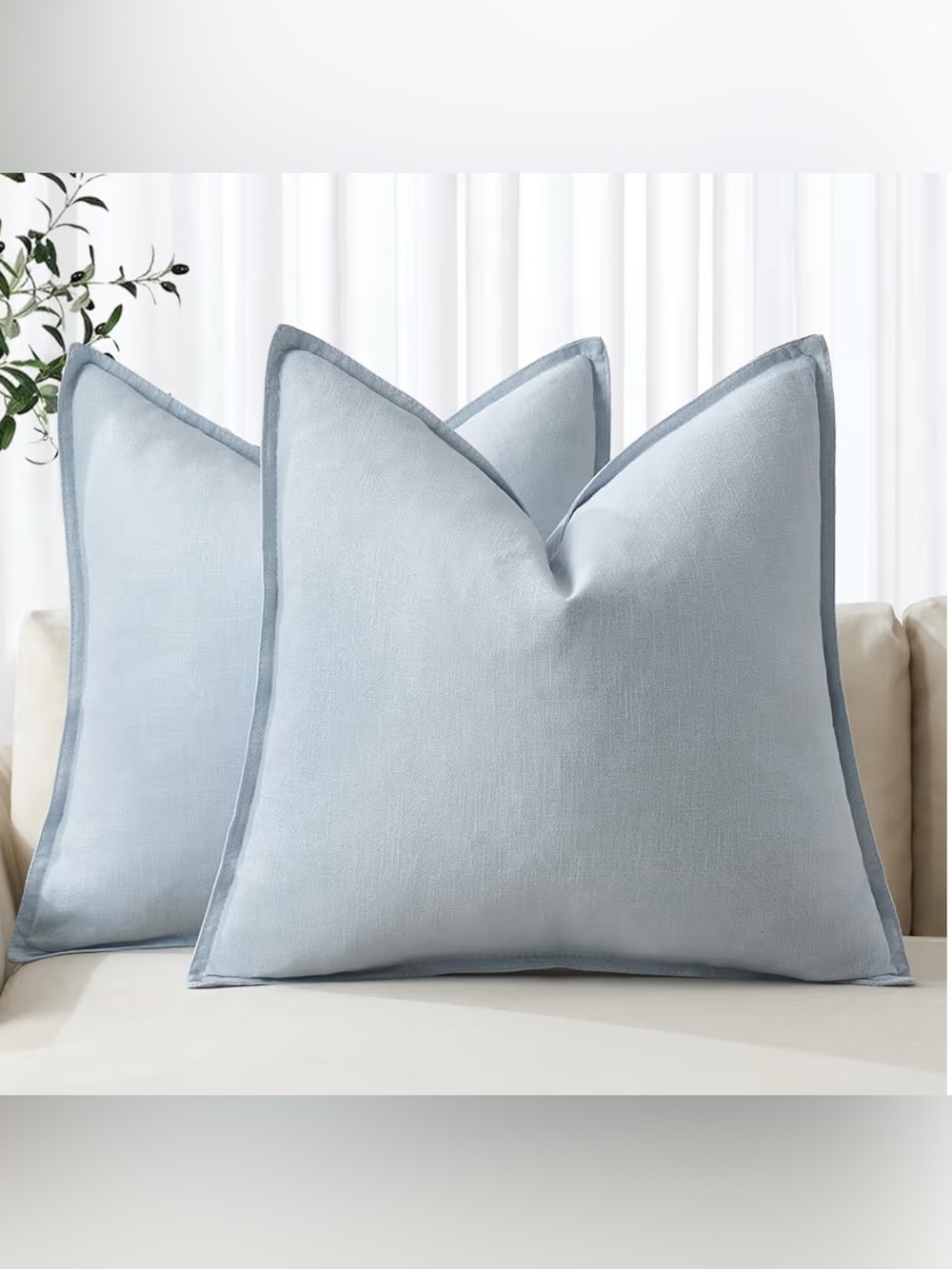 Light Blue Linen-Look Accent Pillow 22”x22”